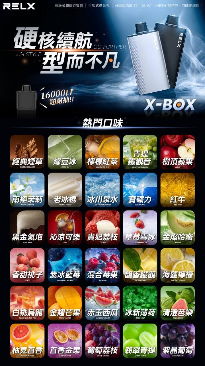 RELX悅刻 X-BOX 16000口 買四送一 買三盒送主機